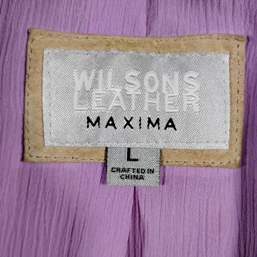 Wilsons Leather Maxima Suede Blazer Jacket Women's Large Tan Beige Vintage Y2K